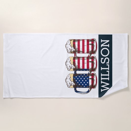 アメリカンビアファミリー名 ビーチタオル (正面)