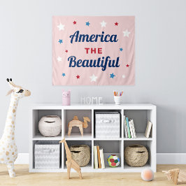 アメリカンビューティフルピンクの4thオブジュライ タペストリー