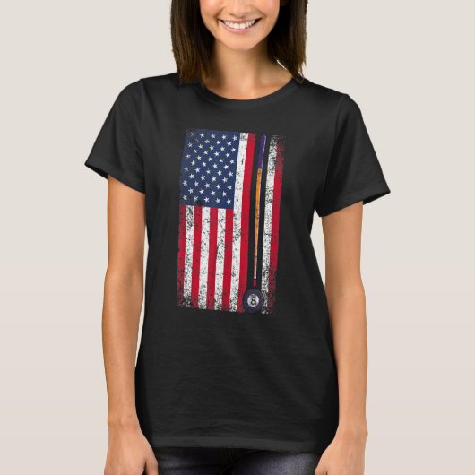 アメリカンビリヤード アメリカ国旗 ギフト Tシャツ (正面)