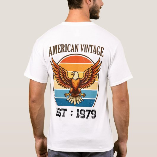 アメリカンビンテージ鷲Tシャツ オリジナルデザイン Tシャツ (裏面)
