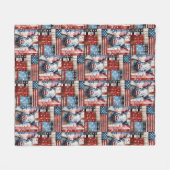 アメリカンピグファームフォークアート フリースブランケット (正面(横))