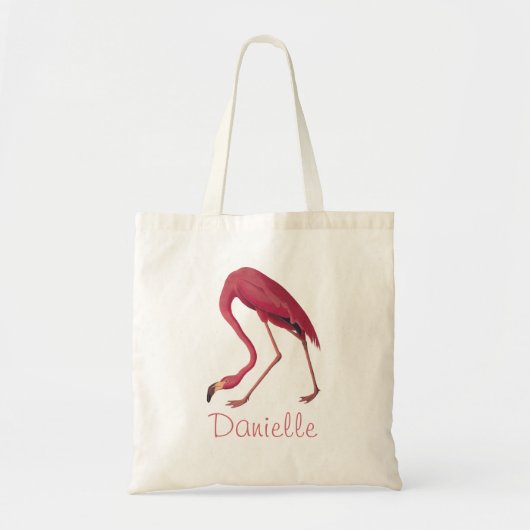 アメリカンピンクフラミンゴアウドゥボンヴィンテージバードアート トートバッグ (正面)