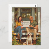 アメリカンファミリー感謝祭招待状 ポストカード (正面/裏面)