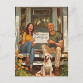 アメリカンファミリー感謝祭招待状 ポストカード