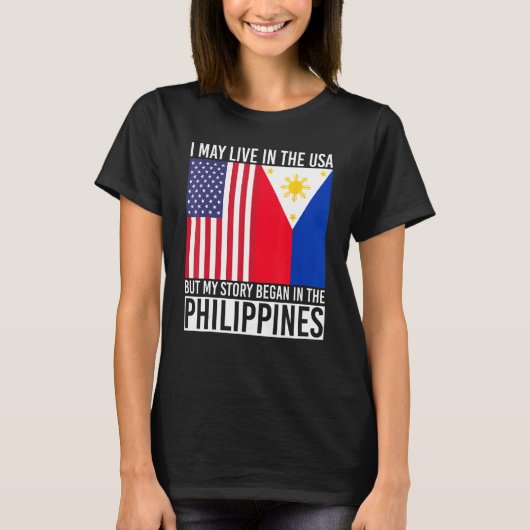 アメリカンフィリピーノフィリピン伝統USA国旗Phili Tシャツ (正面)