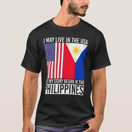 アメリカンフィリピーノフィリピン伝統USA国旗Phili Tシャツ (正面)