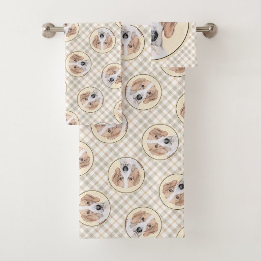 アメリカンフォックスハウンド赤ウォーカー可愛絵を描いドッグアート バスタオルセット (インサイチュ)