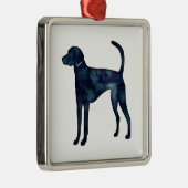 アメリカンフォーハウンドッグブラックウォーター色シルエット メタルオーナメント (右)