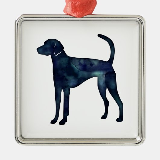 アメリカンフォーハウンドッグブラックウォーター色シルエット メタルオーナメント (正面)