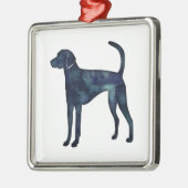 アメリカンフォーハウンドッグブラックウォーター色シルエット メタルオーナメント (左)