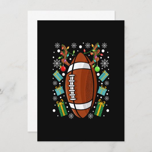 アメリカンフットボールおもしろいクリスマストナカイクリスマスリー 招待状 (正面/裏面)