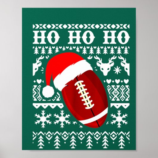 アメリカンフットボールおもしろい醜いクリスマスセーター男の子 ポスター (正面)