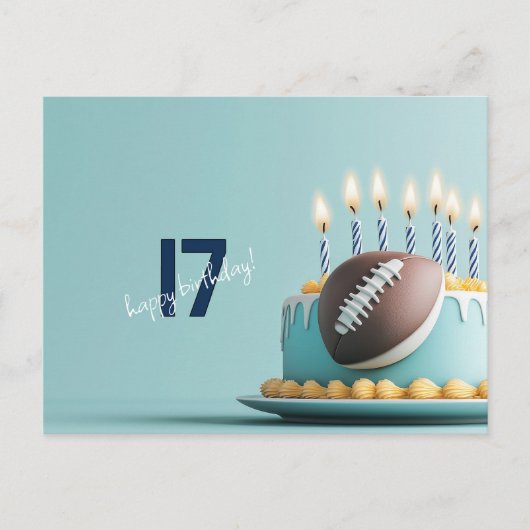 アメリカンフットボールお誕生日ケーキ ポストカード (正面)