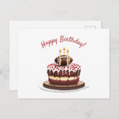 アメリカンフットボールと誕生日ケーキ ポストカード (正面/裏面)