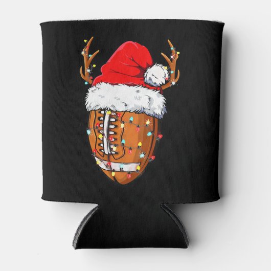 アメリカンフットボールのクリスマスサッカーサンタハットスポ 缶クーラー (正面)