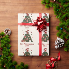 アメリカンフットボールのクリスマスデザイン ラッピングペーパー