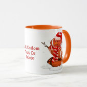 アメリカンフットボールのクリスマス雪だるま雪玉 マグカップ (正面右)