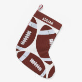 アメリカンフットボールのグリディロンパーソナライズされたボール スモールクリスマスストッキング (正面 (吊り時))