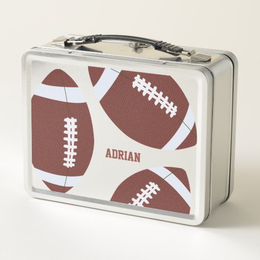 アメリカンフットボールのグリディロンパーソナライズされたボール メタルランチボックス (裏面)