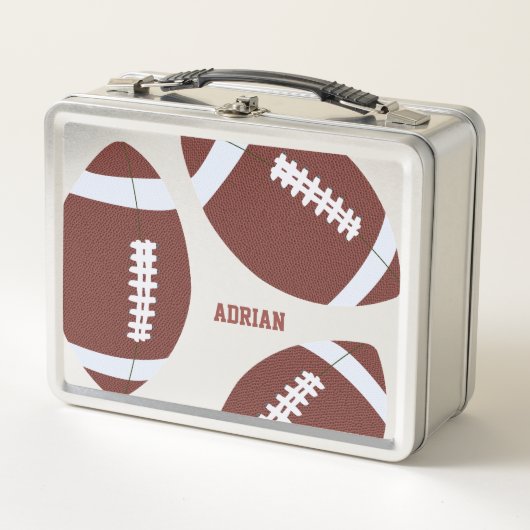 アメリカンフットボールのグリディロンパーソナライズされたボール メタルランチボックス (正面)