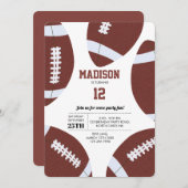 アメリカンフットボールのグリディロンボール誕生日パーティー 招待状 (正面/裏面)