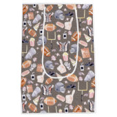 アメリカンフットボールのグレーテクスチャ |パターン ミディアムペーパーバッグ (裏面)