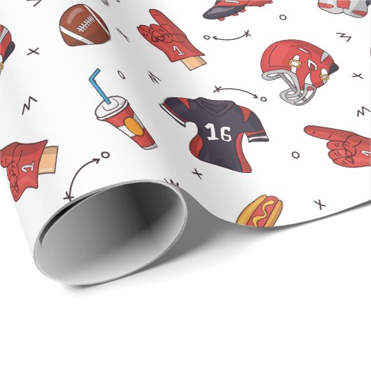 アメリカンフットボールのシームレスパターンスポーツ愛好家 ラッピングペーパー (ロールコーナー)