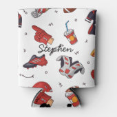 アメリカンフットボールのシームレスパターンスポーツ愛好家 缶クーラー (正面)