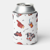 アメリカンフットボールのシームレスパターンスポーツ愛好家 缶クーラー (缶裏面)