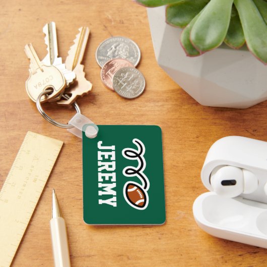 アメリカンフットボールのスポーツキーチェーンと名前をカスタムする キーホルダー (デスク)