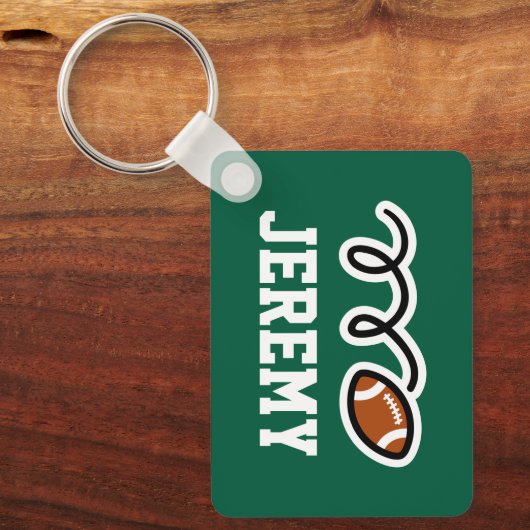 アメリカンフットボールのスポーツキーチェーンと名前をカスタムする キーホルダー (正面)
