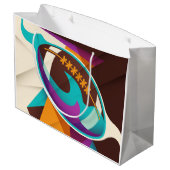 アメリカンフットボールのスポーツボール抽象芸術 ラージペーパーバッグ (裏面アングル)