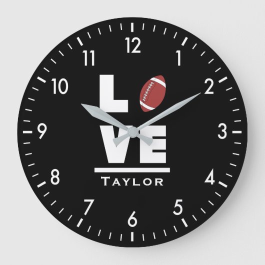 アメリカンフットボールのスポーツ愛好家 ラージ壁時計 (正面)