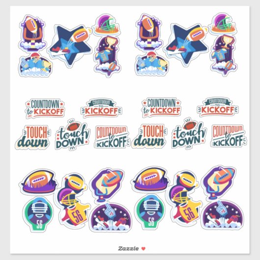 アメリカンフットボールのスローガンカラフル、おもしろい少年少女 シール (シート)