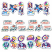 アメリカンフットボールのスローガンカラフル、おもしろい少年少女 シール (正面)