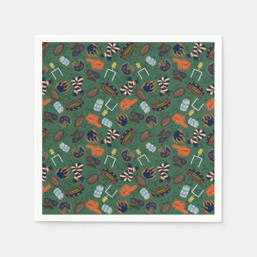 アメリカンフットボールのチームはオレンジとブルーの色を付ける スタンダードカクテルナプキン (正面)