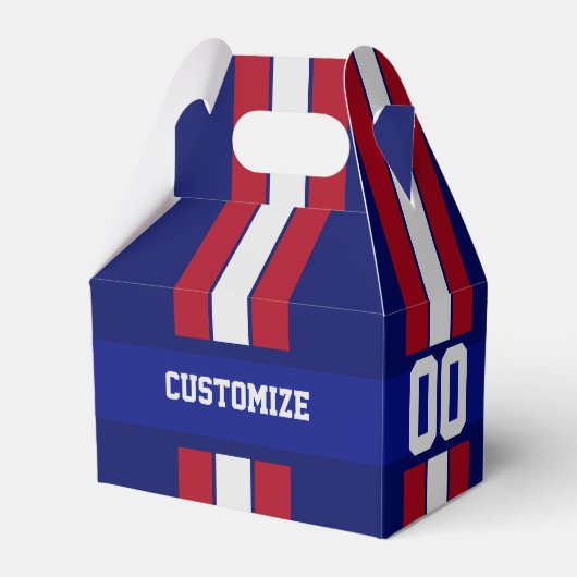 アメリカンフットボールのチームカラーは赤と青 フェイバーボックス (正面サイド)