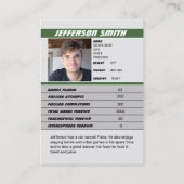 アメリカンフットボールのトレーディングカーカスタムドのギフトグリーン コーリングカード (裏面)