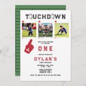 アメリカンフットボールのドラゴンが1歳の誕生日を飾る 招待状 (正面/裏面)