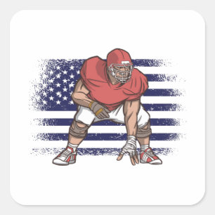 アメリカンフットボールのファンジャージーシャツUSA国旗 スクエアシール