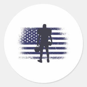 アメリカンフットボールのファンジャージーシャツUSA国旗 ラウンドシール