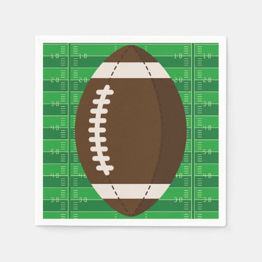 アメリカンフットボールのブラウン&グリーンカラー赤ちゃんシャワー スタンダードカクテルナプキン (正面)