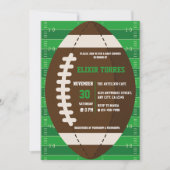 アメリカンフットボールのブラウン&グリーンカラー赤ちゃんシャワー 招待状 (正面)