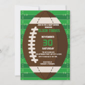 アメリカンフットボールのブラウン&グリーンカラー赤ちゃんシャワー 招待状 (正面)