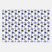 アメリカンフットボールのブルーとブラックパターン ラッピングペーパーシート (正面)