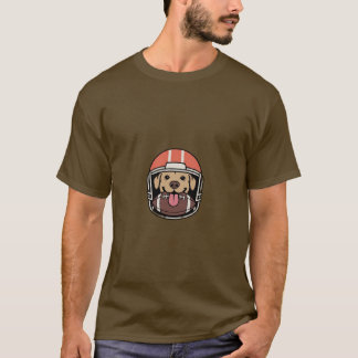 アメリカンフットボールのヘルメットと仔犬 Tシャツ