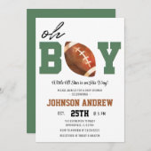 アメリカンフットボールのベビーシャワー 招待状 (正面/裏面)