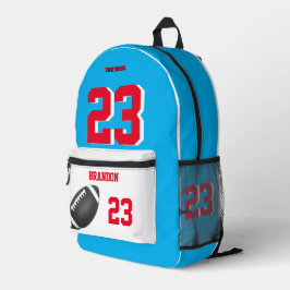 アメリカンフットボールのボールのバックパック黒いスカイブルーバッグ プリントバックパック