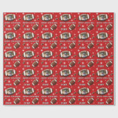 アメリカンフットボールのボールのメリークリスマスフォト ラッピングペーパー (フラット)