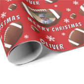 アメリカンフットボールのボールのメリークリスマスフォト ラッピングペーパー (ロールコーナー)